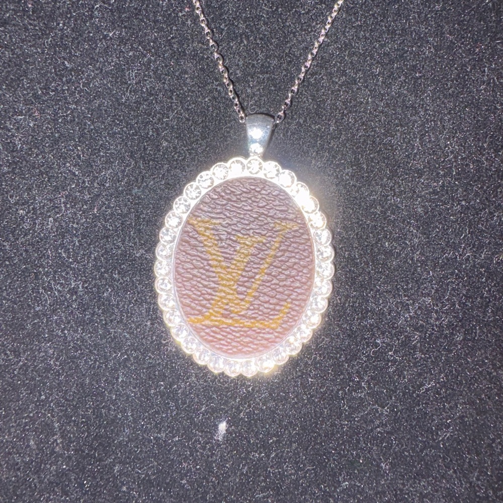 New upcycled Louis Vuitton Brown and Silver tone Pendant Necklace - Picture 2 of 4